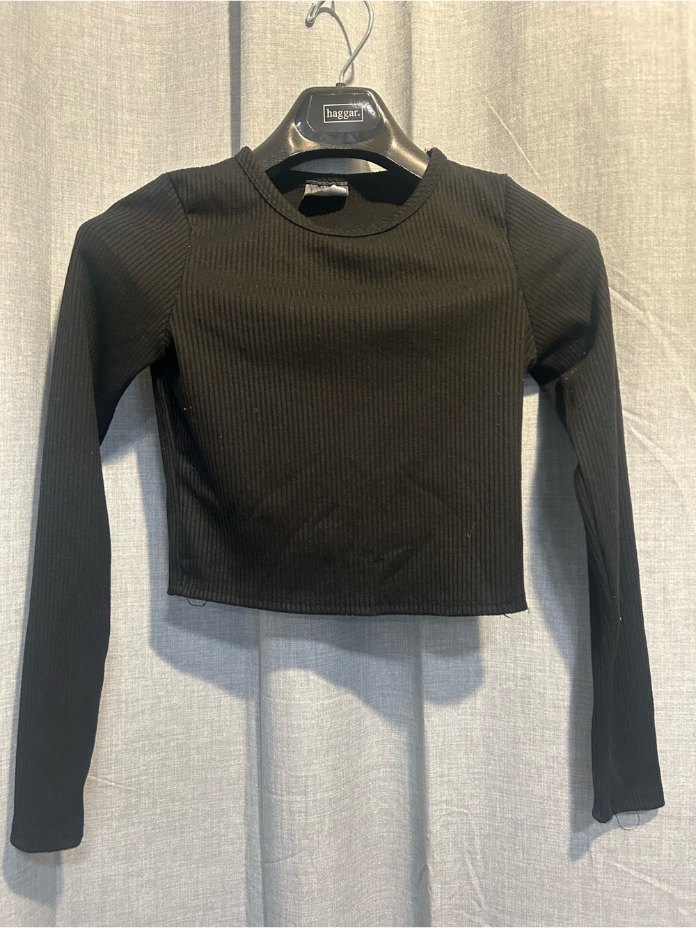 Olivia Rae Black Ribbed Long-Sleeve Crop Top